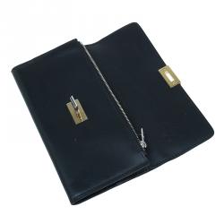 Pre Owned Balenciaga Black Leather Le dix Money Continental Flap Wallet 