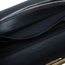Pre Owned Balenciaga Black Leather Le dix Money Continental Flap Wallet 