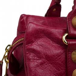 Pre Owned حقيبة يد بالنسياغا جاينت 21 فيلو جلد أحمر