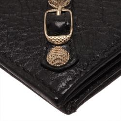 Pre Owned Balenciaga Black Leather Arena Double Card Holder