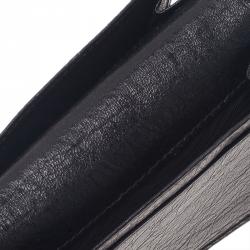 Pre Owned Balenciaga Black Leather Arena Double Card Holder