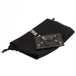 Pre Owned Balenciaga Black Leather Arena Double Card Holder