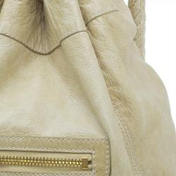 Balenciaga Cream Leather Motocross Bucket Backpack Bag
