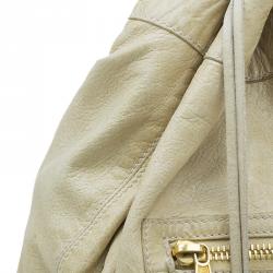 Balenciaga Cream Leather Motocross Bucket Backpack Bag