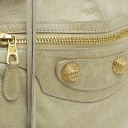 Balenciaga Cream Leather Motocross Bucket Backpack Bag