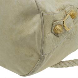 Balenciaga Cream Leather Motocross Bucket Backpack Bag