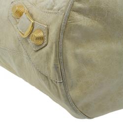 Balenciaga Cream Leather Motocross Bucket Backpack Bag