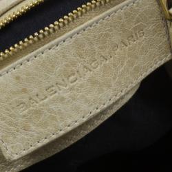 Balenciaga Cream Leather Motocross Bucket Backpack Bag