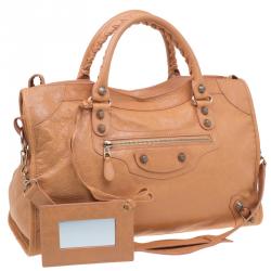 مملوكة مسبقًا Balenciaga Rose Blush Lambskin Leather Giant 12 Rose Gold City Bag