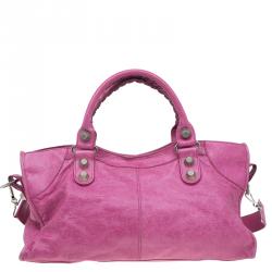 Pre Owned Balenciaga Pink Lambskin Leather GSH Part Time Tote