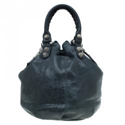 Balenciaga Dark Green Leather GSH Pompon Bag