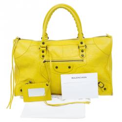 مملوكة مسبقًا حقيبة عمل بالنسياغا كلاسيك RH جلد خروف أصفر