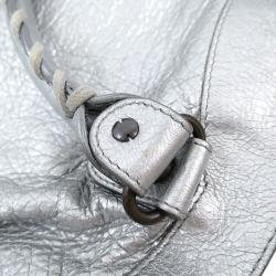 Pre Owned حقيبة بالنسياغا موتورسايكل تاون جلد خروف فضي