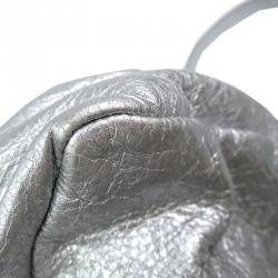 Pre Owned حقيبة بالنسياغا موتورسايكل تاون جلد خروف فضي