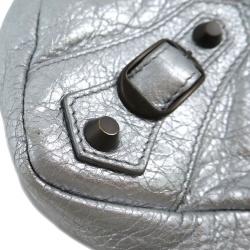 Pre Owned حقيبة بالنسياغا موتورسايكل تاون جلد خروف فضي