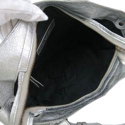 Pre Owned حقيبة بالنسياغا موتورسايكل تاون جلد خروف فضي