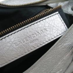 Pre Owned حقيبة بالنسياغا موتورسايكل تاون جلد خروف فضي