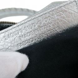 Pre Owned حقيبة بالنسياغا موتورسايكل تاون جلد خروف فضي