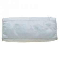 Pre Owned حقيبة يد بالنسياغا بارت تايم إكسسوار فضي اللون جلد زرقاء ثلجية