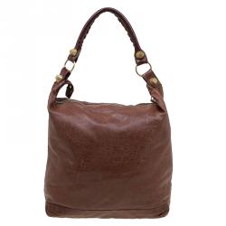 Pre Owned Balenciaga Brown Leather Classic Day Giant 21 Gold Hardware Hobo