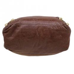 Pre Owned Balenciaga Brown Leather Classic Day Giant 21 Gold Hardware Hobo