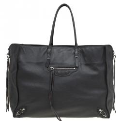 مملوكة مسبقًا حقيبة يد بالنسياغا سحاب جانبي بابيه A4 جلد رصاصية داكنة