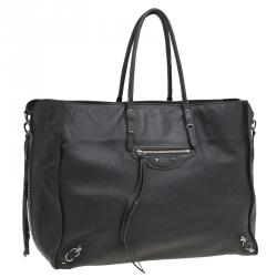 مملوكة مسبقًا حقيبة يد بالنسياغا سحاب جانبي بابيه A4 جلد رصاصية داكنة