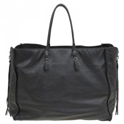 مملوكة مسبقًا حقيبة يد بالنسياغا سحاب جانبي بابيه A4 جلد رصاصية داكنة