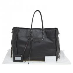 مملوكة مسبقًا حقيبة يد بالنسياغا سحاب جانبي بابيه A4 جلد رصاصية داكنة