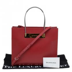 Pre Owned حقيبة بالنسياغا كابل شوبر صغيرة جلد حمراء