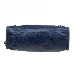 Pre Owned Balenciaga Navy Blue Leather Classic City RH Tote