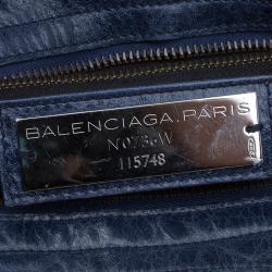 Pre Owned Balenciaga Navy Blue Leather Classic City RH Tote