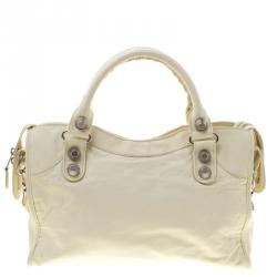 Pre Owned Balenciaga Cream Leather Classic City GSH Tote