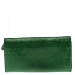 Pre Owned محفظة بالنسياغا ماني RGH كونتينينتال كلاسيك جلد خضراء