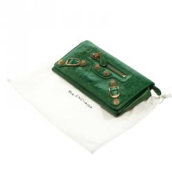 Pre Owned محفظة بالنسياغا ماني RGH كونتينينتال كلاسيك جلد خضراء