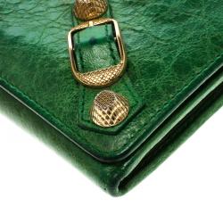 Pre Owned محفظة بالنسياغا ماني RGH كونتينينتال كلاسيك جلد خضراء