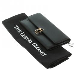 مملوكة مسبقًا Balenciaga Black Leather Padlock Flap Wallet