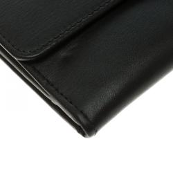 مملوكة مسبقًا Balenciaga Black Leather Padlock Flap Wallet