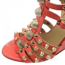 Pre Owned Balenciaga Orange Arena Giant Gladiator Wedge Sandals Size 38