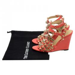 Pre Owned Balenciaga Orange Arena Giant Gladiator Wedge Sandals Size 38