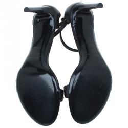 Pre Owned صندل بالنسياغا مايلون بحزام للكاحل جلد سحالي أسود مقاس 38.5