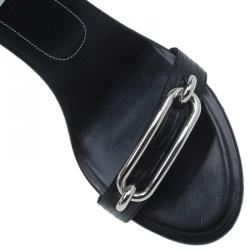 Pre Owned صندل بالنسياغا مايلون بحزام للكاحل جلد سحالي أسود مقاس 38.5