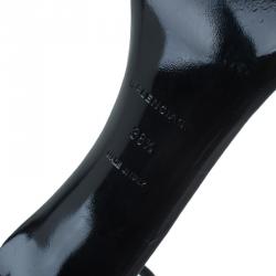 Pre Owned صندل بالنسياغا مايلون بحزام للكاحل جلد سحالي أسود مقاس 38.5