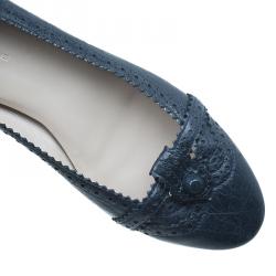 Pre Owned Balenciaga Black Leather Coquelicot Brogue Ballet Flats Size 37
