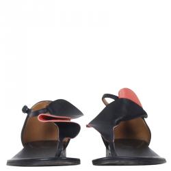 Pre Owned Balenciaga Black and Red Leather Thong Sandals Size 37.5