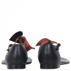 Pre Owned Balenciaga Black and Red Leather Thong Sandals Size 37.5