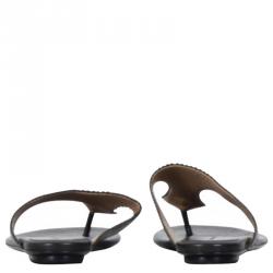 Pre Owned صندل إصبع ب‍‍النسياغا بروغ جلد أسود مقاس 38