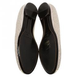 مملوكة مسبقًا Balenciaga Grey Studded Suede Ballet Flats Size 37