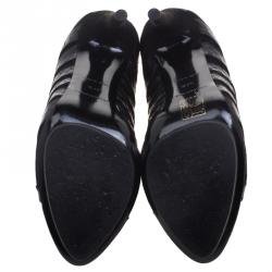 Pre Owned حذاء كعب عالي بالنسياغا سويدي أسود وجلد ثعبان أبازيم وسيور متعددة مقاس 37.5