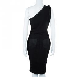 Pre Owned Balmain Black One Shoulder Fitted Dress L